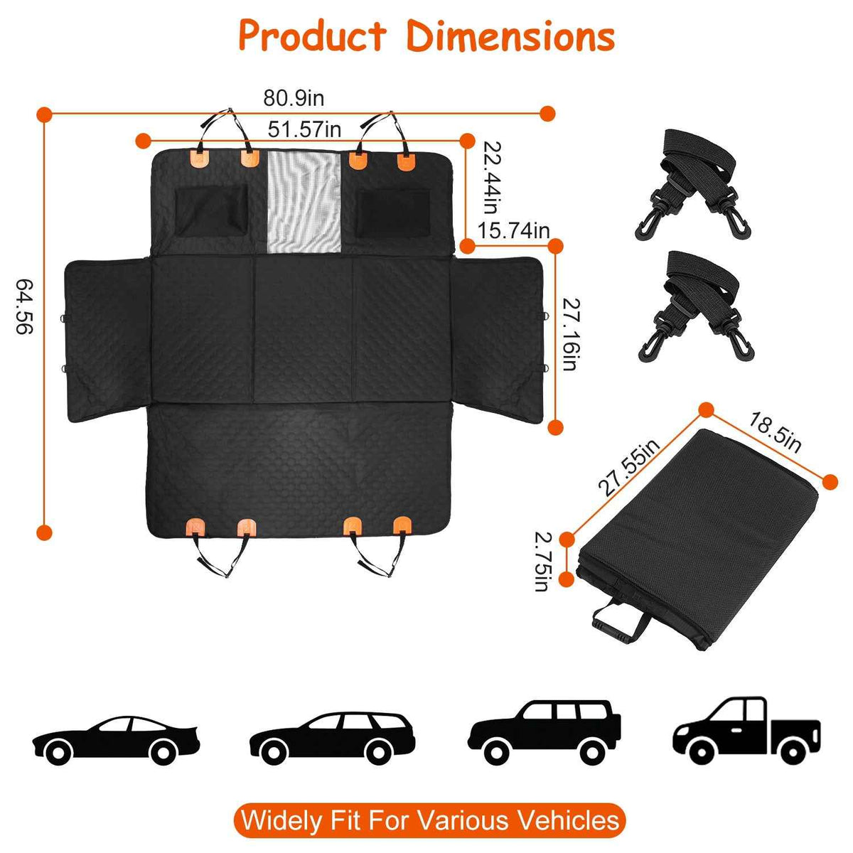 Waterproof Dog Car Seat Cover for Backseat Protection
