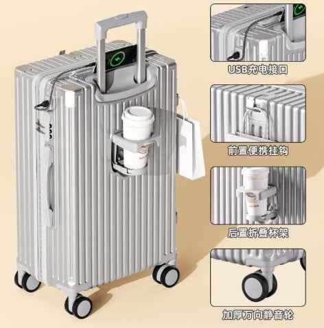 Multifunctional Business Trolley Case With Water Cup Holder