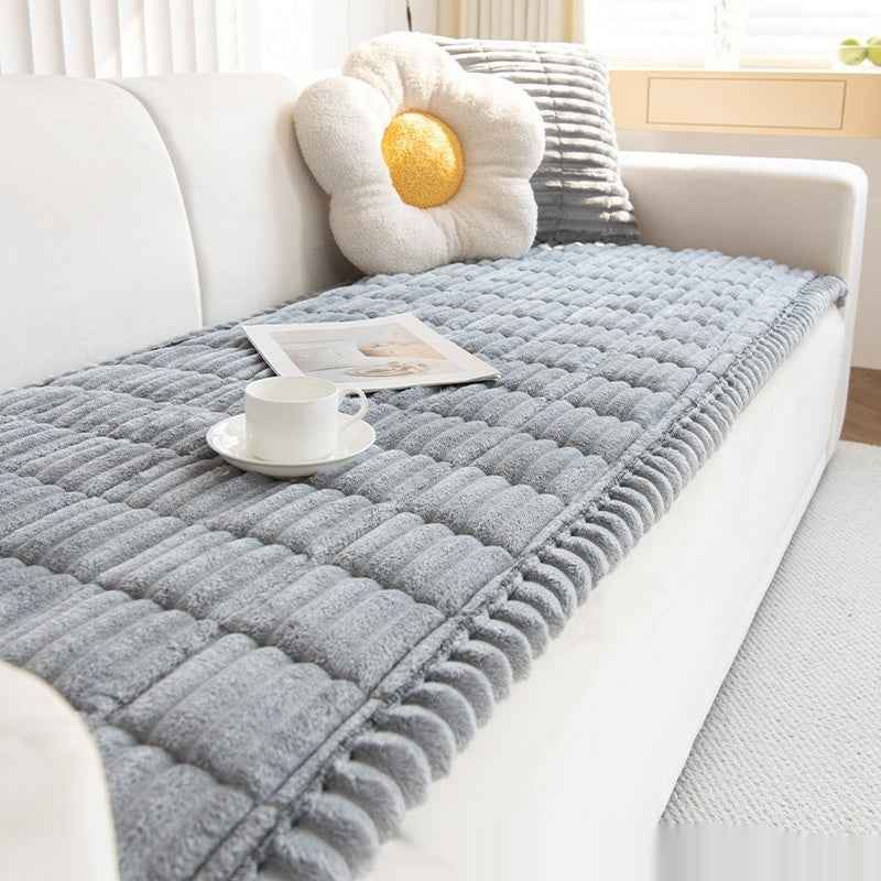 Corduroy Sofa Cushion Plush Cushion Simple Modern Non-slip Leather Sofa Cover