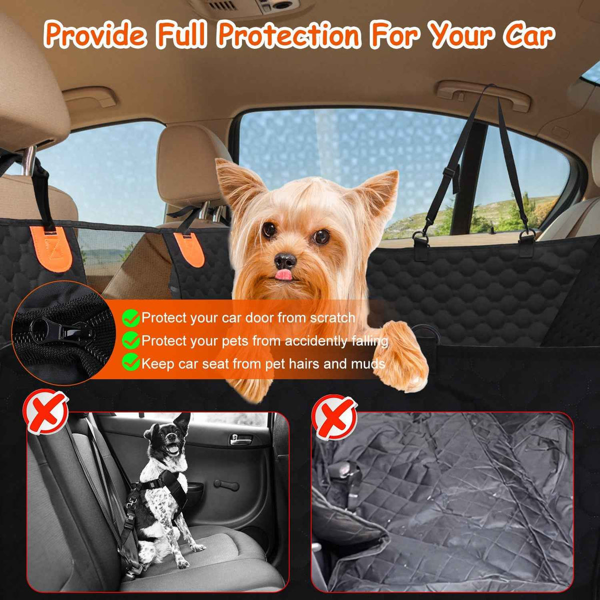 Waterproof Dog Car Seat Cover for Backseat Protection