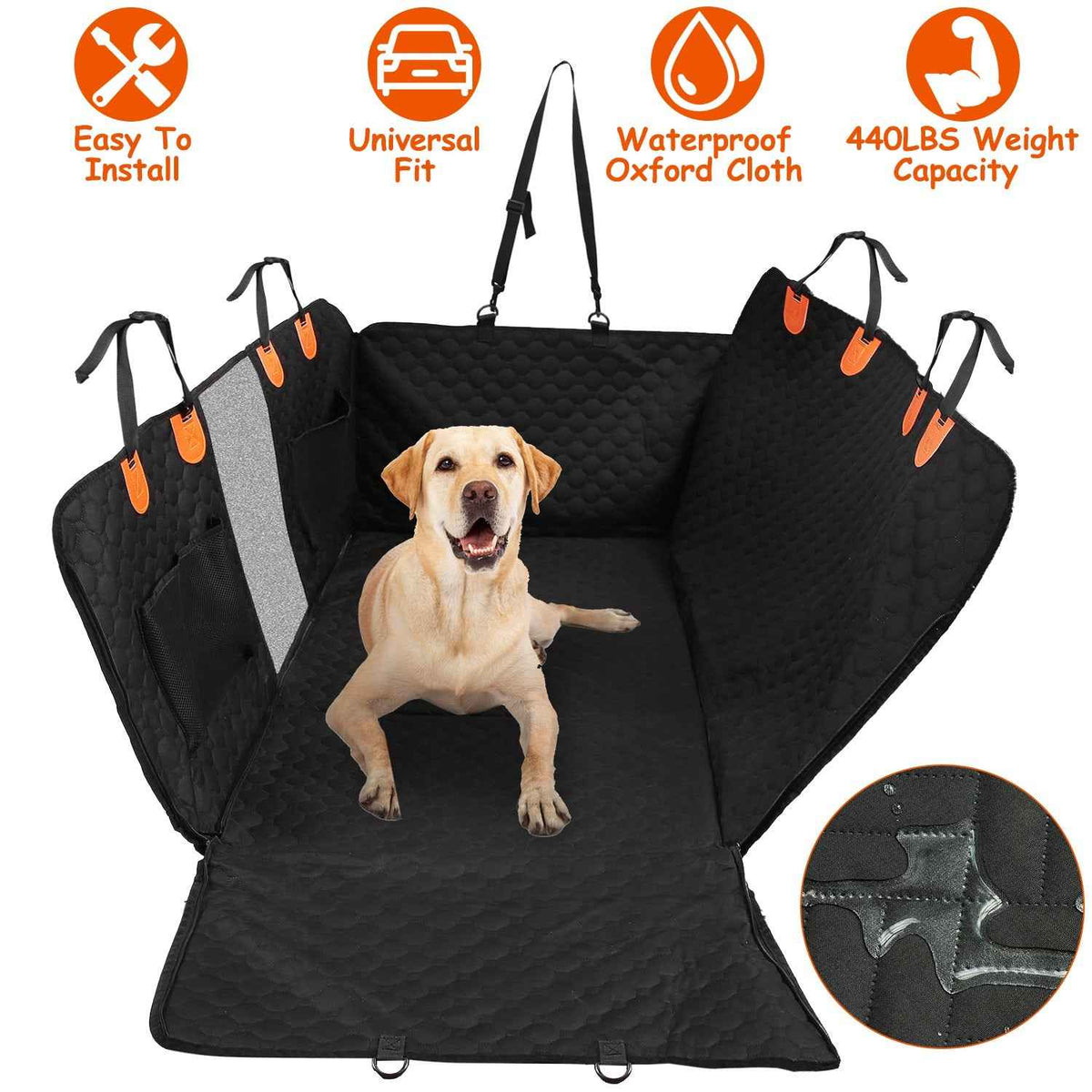 Waterproof Dog Car Seat Cover for Backseat Protection