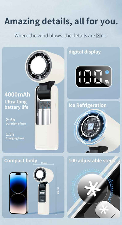 Portable Turbo Mini Handheld Fan – Rechargeable Foldable Fan