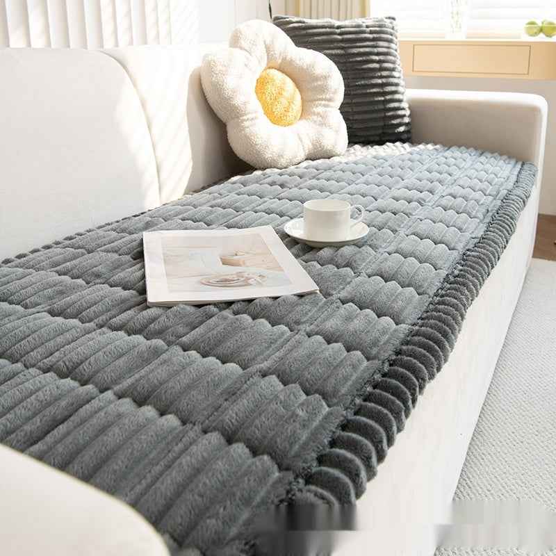 Corduroy Sofa Cushion Plush Cushion Simple Modern Non-slip Leather Sofa Cover