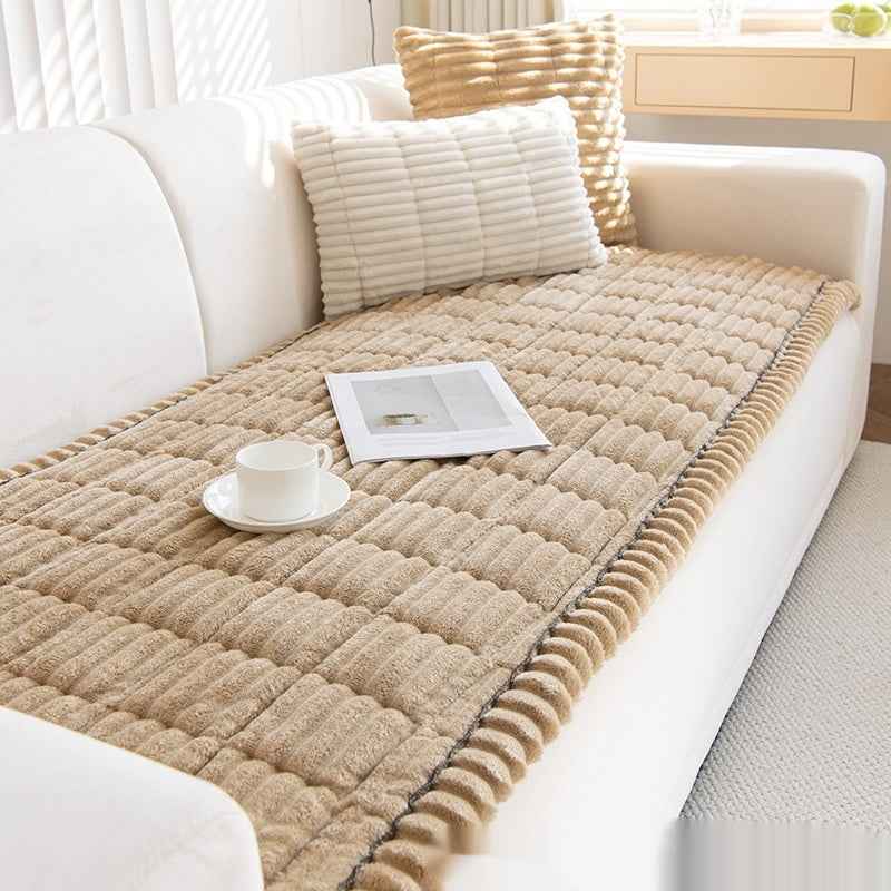 Corduroy Sofa Cushion Plush Cushion Simple Modern Non-slip Leather Sofa Cover